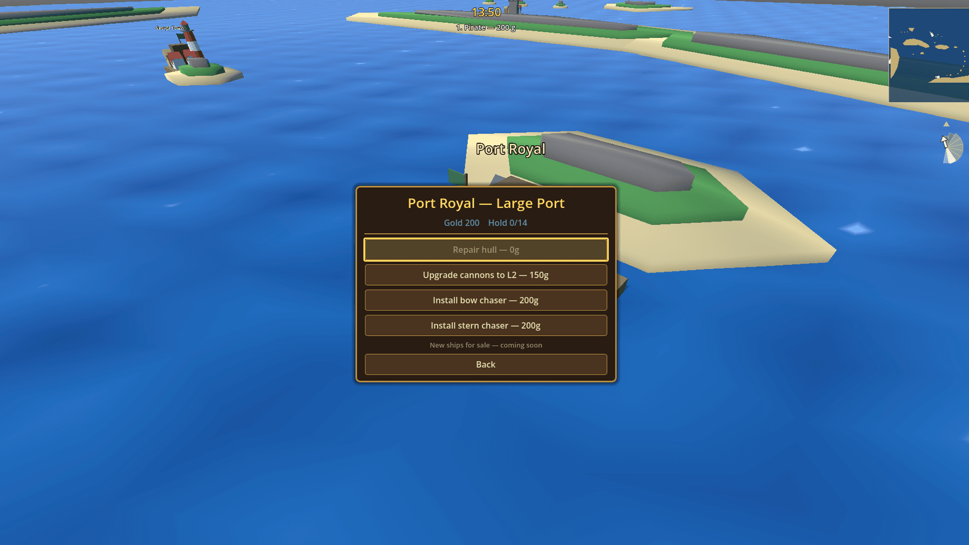 Ship upgrades menu